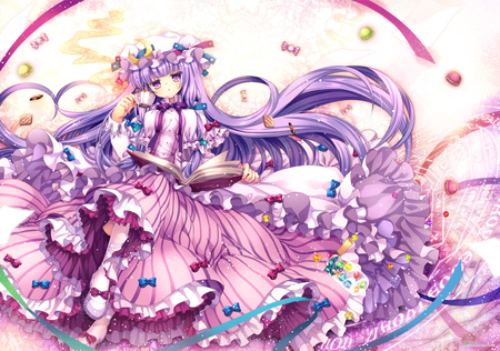 Patchouli Knowledge - anime, touhou, beautiful girl, dress, patchouli knowledge