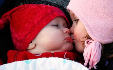 Cute Babies - baby kissing, beauty, innocence, cute kiss