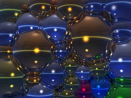 Coloured Bubbles - coloured, vibrant, bubbles, 3d and cg