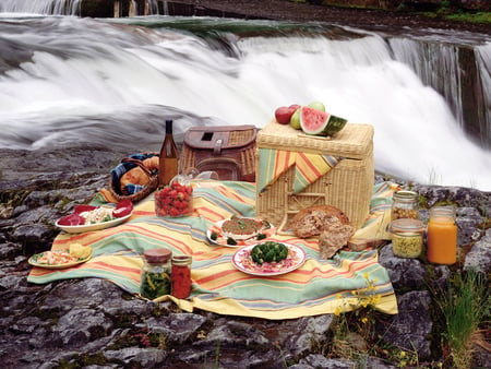 Food - abstract, basket, food, picnic, 3d