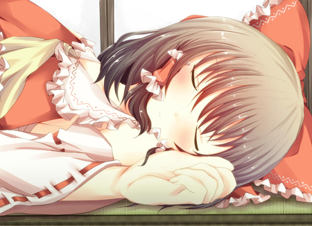 Hakurei Reimu - cute, hakurei, sleeping, touhou