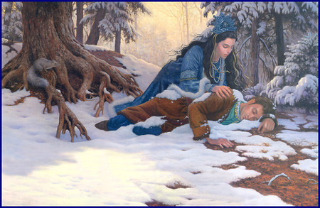 Princess and Prince !!! - widescreen, abstract, prince, fantasy, snow, wds, princess, tree