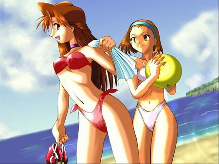 Anime Girls at the beach - girls, manga, anime, bikini