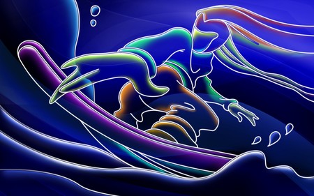 3D neon colorful - surfer, neon, color, colorful