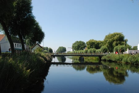 Old romantic bridge. - romantic, water, greenery, canal, old, bridge