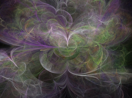 Misty - fractal, green, purple, abstract