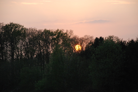 Almost completely under - sunset, beautiful, peaceful, sky, painted