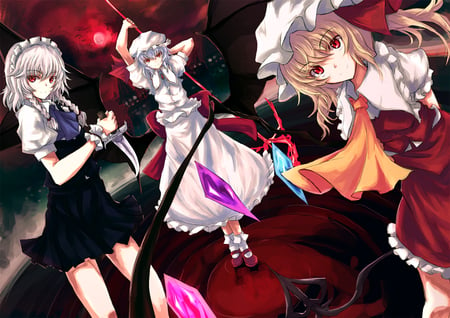 Touhou - remilia, maid, izayoi sakuya, touhou, asagi shii, flandre scarlet, anime