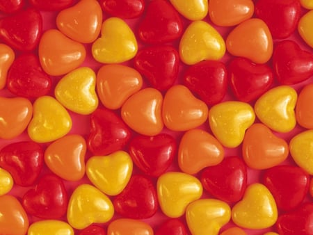 Love Hearts - love, candy, hearts, yellow, red, orange, stones