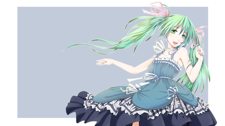 Hatsune Miku - aqua, music, thighhighs, anime girl, white, art, cool, aqua eyes, artistic, hatsune miku, song, vocaloids, program, vocaloid, beautiful, diva, dress, nice, beauty, twintail, singer, aqua hair, black, virtual, pretty, idol, green, anime, miku, cute, girl, cg, hatsune, digital, awesome