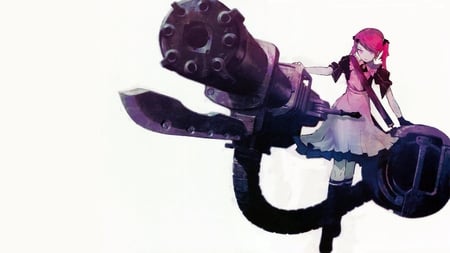 Anime pink - gun, chica anime, pink, arma, anime, anime girl, linda anime