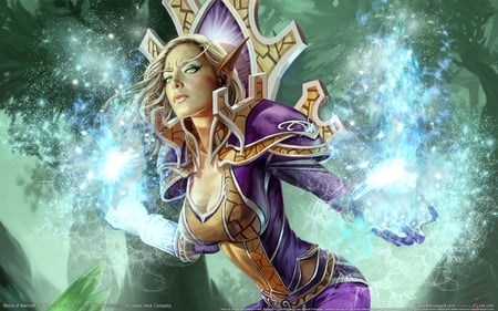 Wizard Blood Elf - female, magic, video game, fantasy, spirit, world of warcraft, elf, world of warcraft- trading card game, goddess, cg, wow, hd, trading card game, adventure, wizard, soul, blonde