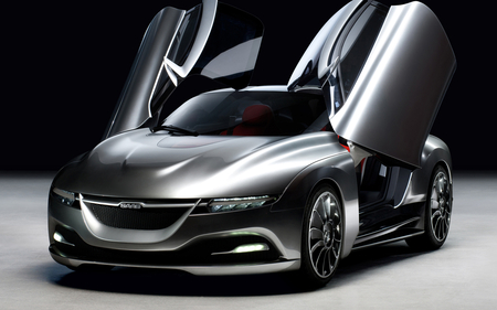 concept car - silver, car, black, concept