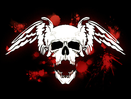 Skull - skull, wings, fantasy, red