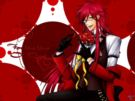 Red Rose - anime, griel, kuroshitsuji, shinigami, scarlet, manga, red, rose, grell