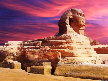 Sphinx - egypt, monument, desert, old, art, sky, sphinx