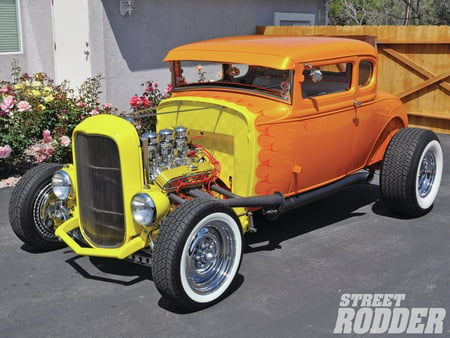 383 Chevy - orange, yellow, hotrod, custom