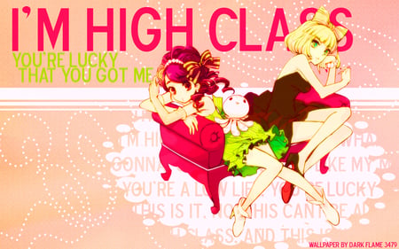 High Class - girls, neon, class, vector, pink, pattern, kuragehime, high