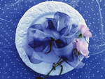 Pink flowers on plate