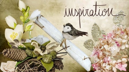 Inspiration - flowers, bird, scroll, cones, firefox persona, hydrangia, leaves