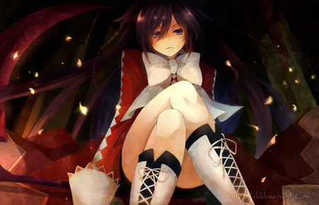 Pandora Heart - dress, black hair, alice, long hair, red eyes