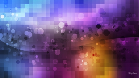 Pixel Peace - bokeh, pixels, circles, squares, gold, bright, purple, pink, blue, green, colors, firefox persona