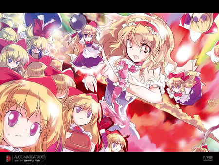 Alice Margatroid - short hair, touhou, lemmings parade, dress, girl, blonde hair, dolls, alice margatroid