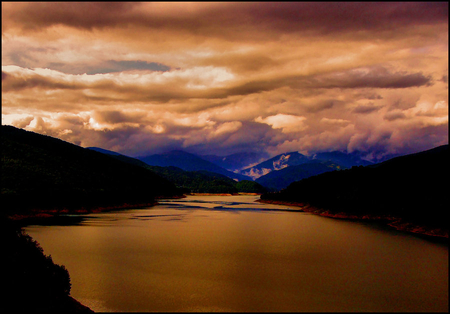 shades_of_silence - sahedes, sky, lake, sunset, silent, nature, clouds, river, colors