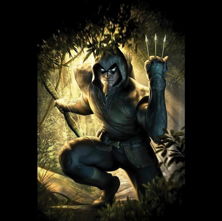 Green Arrow no. 6 - eye, fantasy, archer, forest, dark, adventure, green, action, hunter, arrow