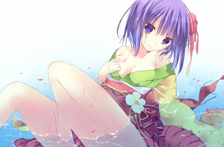 Touhou - touhou, hieda no akyuu, water, kisaragi kiriha, purple eyes, japanese clothes