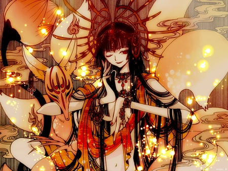 Golden Princess - golden princess, japanese scroll, anime, original, beautiful japanese, anime black hair