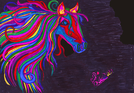 Rainbow Horse - rainbow, horse, abstract, colorful