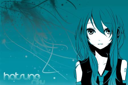 Hatsune Miku - anime, vocaloid, miku append, girl, project, hatsune miku, jpeg artifacts, cool, headphones, green, blue hair