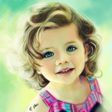 Little Princess - kid, spiring, innocent, digital art, girl, eye, child, hair, cute, princess, face, little