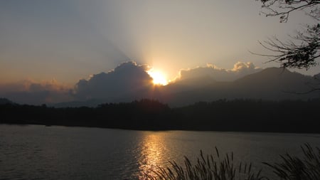 The Sunset - nature, lake, sunset, forces of nature