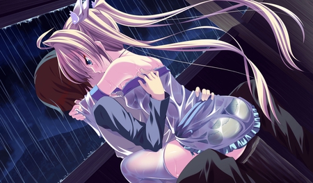 Love~ - anime, hot, rain, girl, cute, guy, wet, love