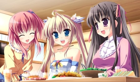 Friends 4 Ever - girls, fun, anime, food, cute, nice, friends, sandwich