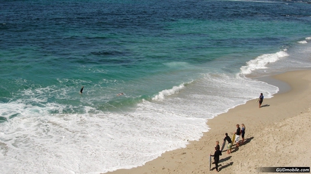 Beach - water, beach, ocean, blue, sand, white, people, nature, waves