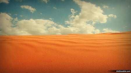 Orange Sand - sand, sky, clouds, orange, desert, ripple, nature