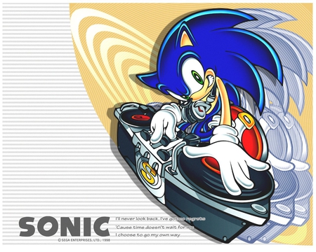 DJ blue spinning some turntables - sonic, video games, pictures of sonic, sonic the hedgehog