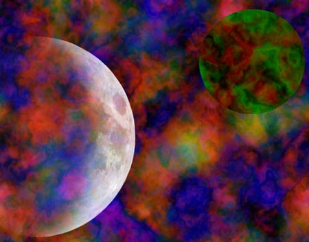 Space Dreamers - universe, colours, space, moons