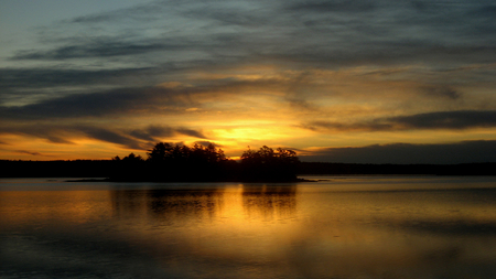 Maine Sunset - glow, sunset, beautiful, golden, sky, shine