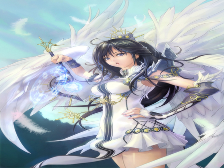 Angel Magic - heaven, anime girl, female, wizard, magic, hot, angel magic, angel, underboob, cool, sweet, armor, big breasts, wings, cute, sexy