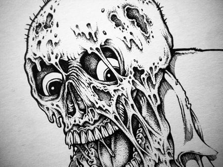 Skull Screwed - artistic, drawing, fantasy, horror, skeleton, dark, skull