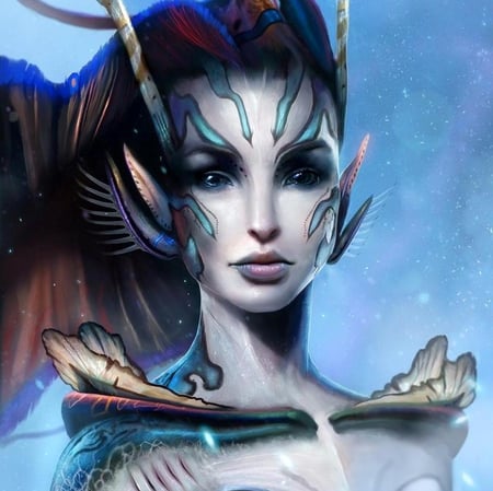 NOA - pretty, female, digital art, girl, eye, beauty, cg, fantasy, alien, face, fish