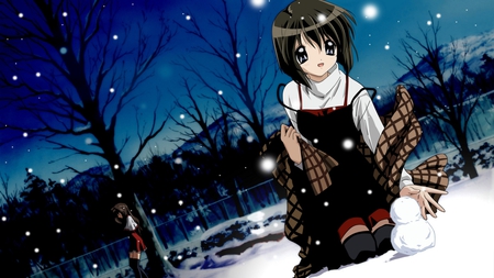 Winter anime - woman, doll, girl, snow, winter, anime