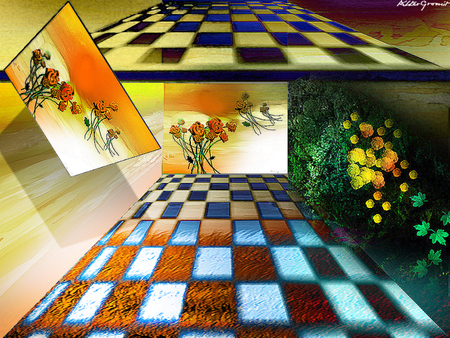 cool - abstract, flowers, 3d, tiles