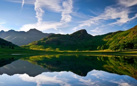 MAGIC MIRROR - lake, landscape, hills, green, grass