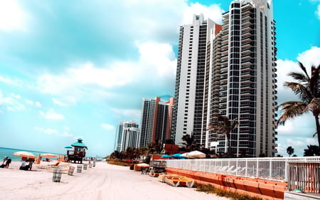 Highrise - clouds, people, beach, photography, scenic, sky, building