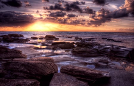 End of Land - nature, sky, clouds, photography, sun, shore, hdr, sunset